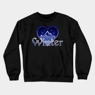 Winter Mountains Heart Retro Sunset Crewneck Sweatshirt